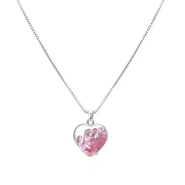 Lady Heart Shape Copper Artificial Gemstones Pendant Necklace In Bulk