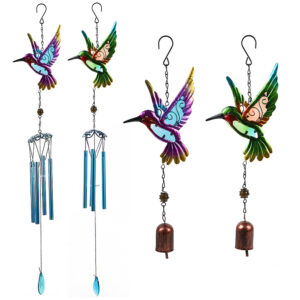 Wholesale Cross-border New Metal Wind Bell Hanging Decorations Glass Painted Spray Paint Crafts Courtyard Garden Pendant Amazon Spot