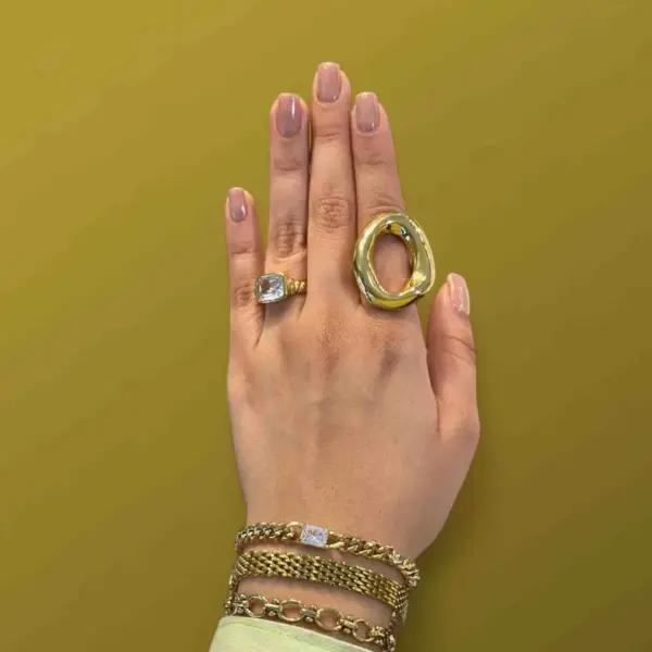 Wholesale 304 Stainless Steel 18K Gold Plated Casual Classic Style Plating Solid Color Rings