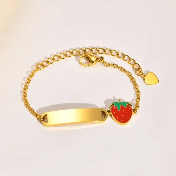 PVD Coated Gold Plated Rainbow Heart Shape Strawberry 201 Stainless Steel Sweet Simple Style Waterproof Non Tarnish 201 Stainless Steel Bracelets