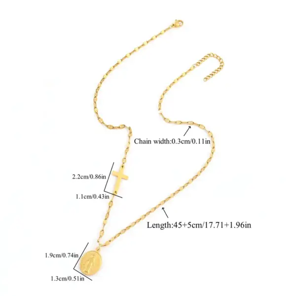 Wholesale Jewelry Classic Style Cross Virgin Mary 201 Stainless Steel 304 Stainless Steel Copper Pendant Necklace
