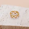 Wholesale PVD Coated Human Face Heart Shape 304 Stainless Steel Retro Classic Style Waterproof Non Tarnish Open Ring