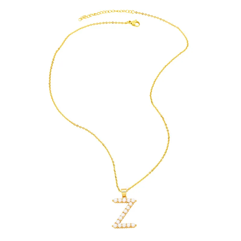 Wholesale Fashion Letter Imitation Pearl Copper Plating Pendant Necklace 1 Piece