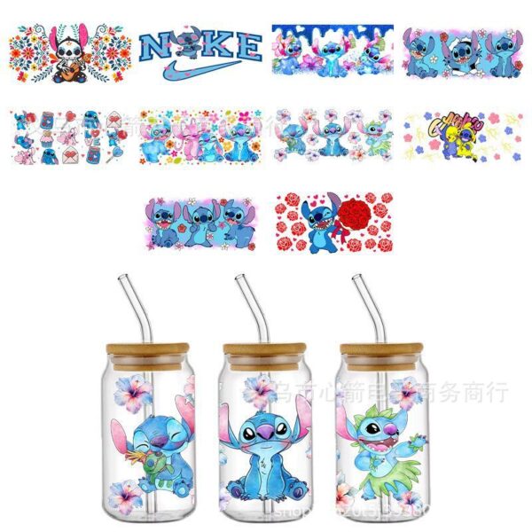 Wholesale New Stitch Uv Dtf Transfer Crystal Transparent Sticker Waterproof and Scratch-Resistant Cartoon Stitch Wholesale Cross-Border