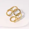 PVD Coated Real Gold Plated Geometric Stainless Steel Fashion Waterproof Non Tarnish Open Ring