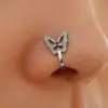 U-shaped Diamond-studded Butterfly Copper Nose Clip Wholesale Nihaojewelry Nose Pin