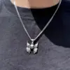 Wholesale Jewelry Punk Skull Stainless Steel Alloy Plating Pendant Necklace