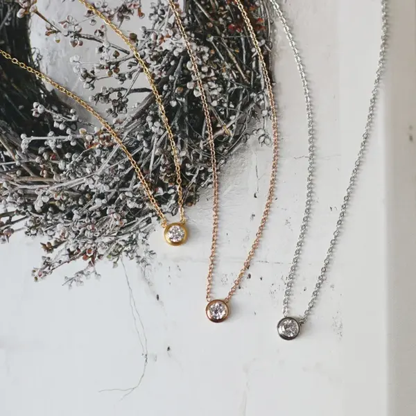 Wholesale PVD Coated Real Gold Plated 18K Gold Round 304 Stainless Steel Simple Style Waterproof Non Tarnish 304 Stainless Steel Pendant Necklace