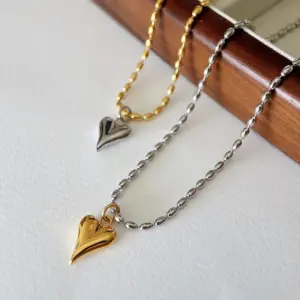 Wholesale Jewelry Simple Style Heart Shape 304 Stainless Steel Titanium Steel Plating Pendant Necklace