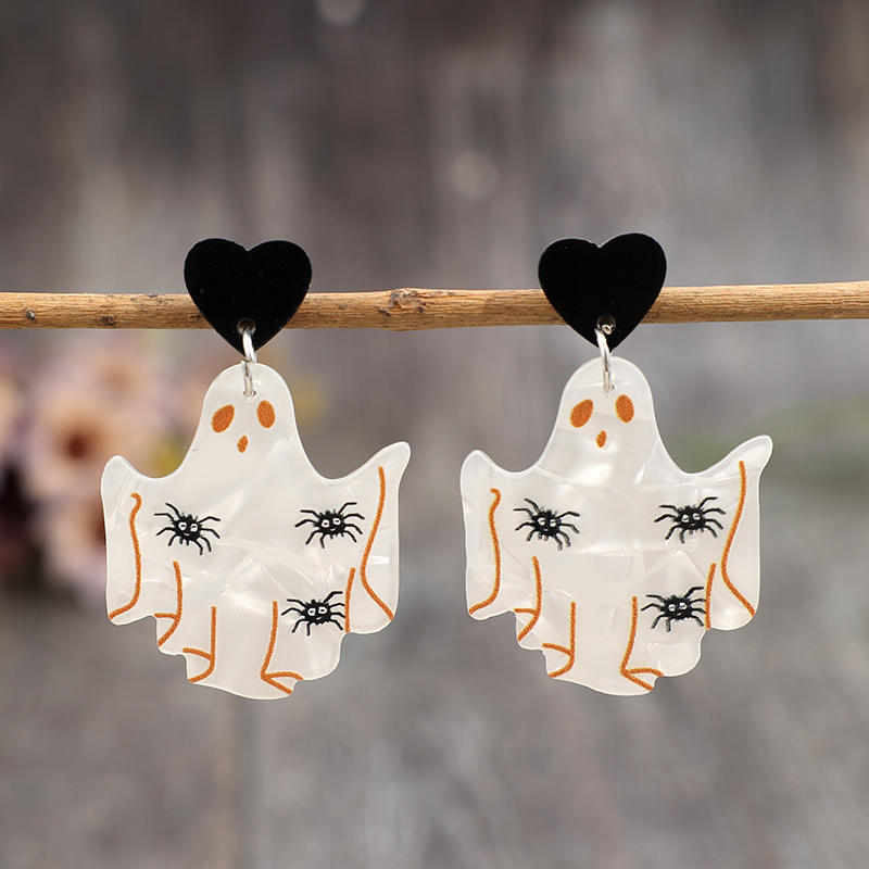 Wholesale Horror Ghost Printed Acrylic Earrings