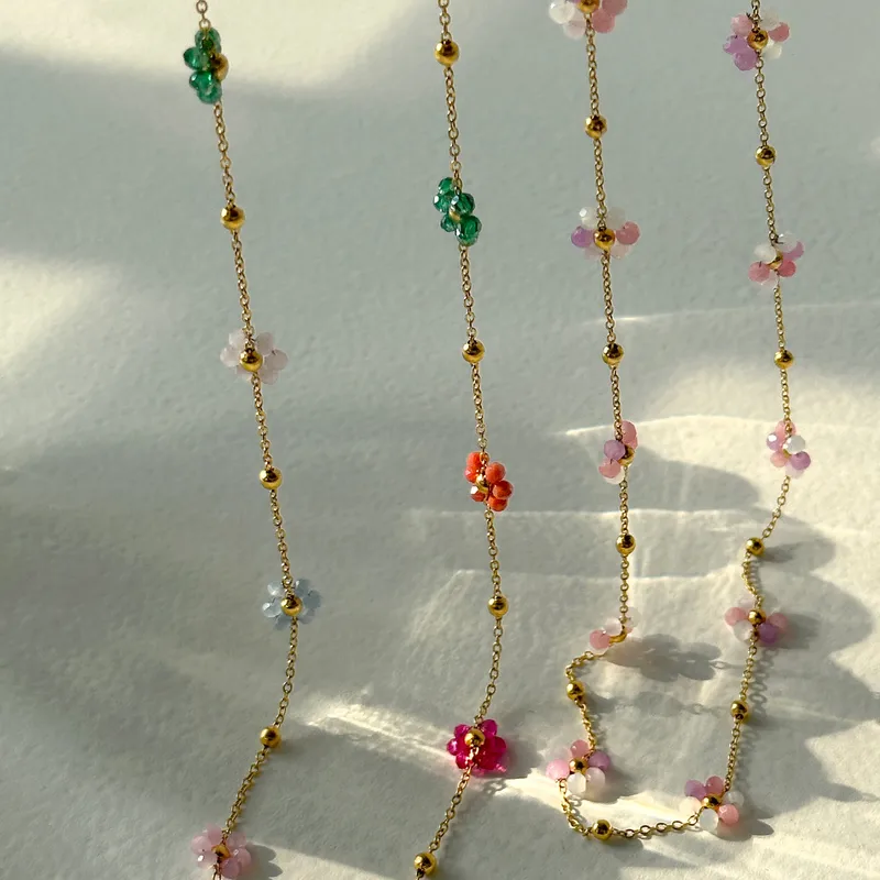 Wholesale Simple Style Water oplets Flower Titanium Steel Patchwork Jewelry Set