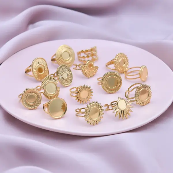 Wholesale PVD Coated Real Gold Plated 18K Gold Geometric 304 Stainless Steel IG Style Simple Style Waterproof Non Tarnish Open Rings