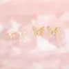 Wholesale Sweet Insect Butterfly Brass Artificial Rhinestones Ear Studs