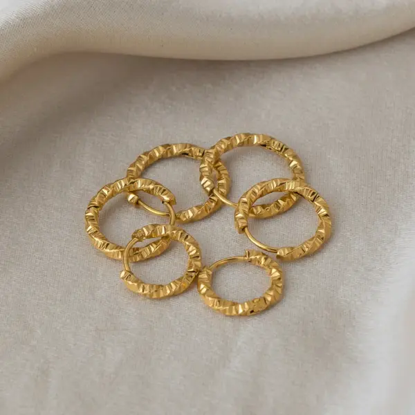 PVD Coated Real Gold Plated 18K Gold Twist 304 Stainless Steel IG Style Preppy Style Streetwear Waterproof Non Tarnish Hoop Earrings