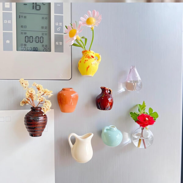 Wholesale Cross-border New Mini Vase Refrigerator Stickers Home Kitchen Refrigerator Decoration Accessories Office Desktop Resin Ornaments