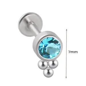 Style 2-Blue Zircon Rhinestone / G23 Titanium Rod 1.2*10M