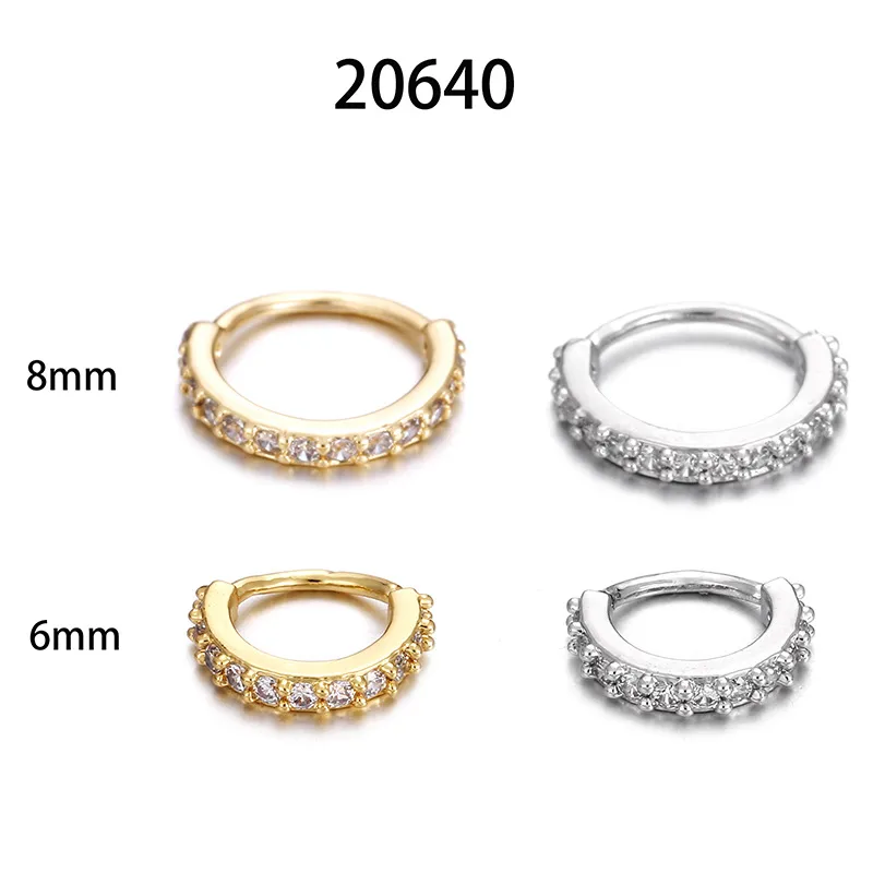 Wholesale Simple Style Circle Copper Inlay Zircon Nose Ring Nose Pin