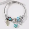 201 Stainless Steel Alloy Heart Shape agoy Electroplated White K Plated Simple Style Bangle