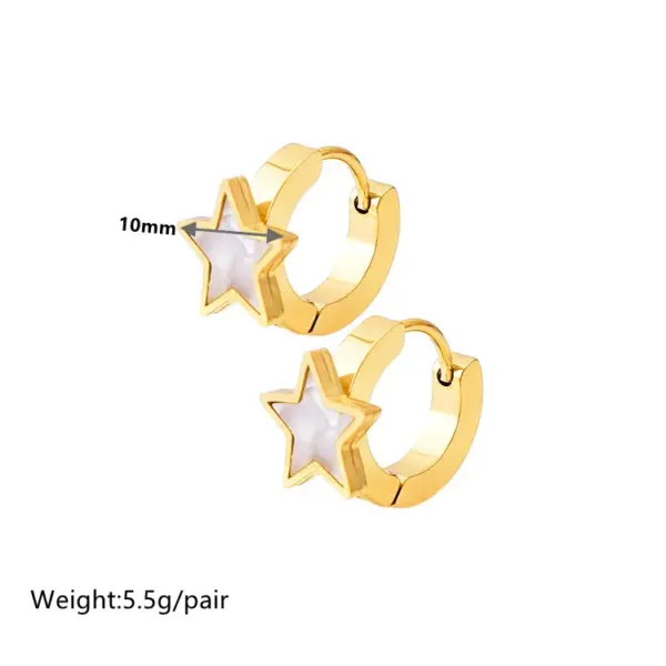 Wholesale 304 Stainless Steel Star Moon PVD Coated Shell 18K Real Gold Plated Casual Simple Style Waterproof Non Tarnish Pearl Inlay Bracelets Earrings Necklace