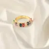 Wholesale Elegant Glam Luxurious Solid Color Copper Plating Inlay Zircon 18k Gold Plated Open Rings