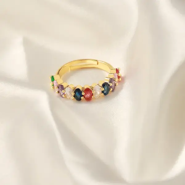 Wholesale Elegant Glam Luxurious Solid Color Copper Plating Inlay Zircon 18k Gold Plated Open Rings