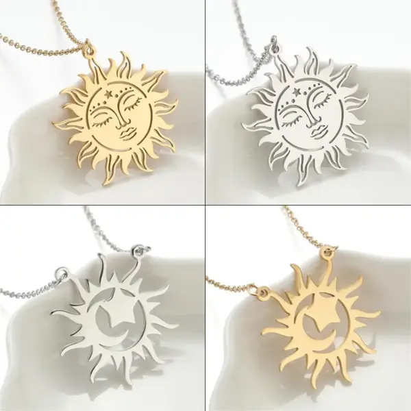 Wholesale Jewelry Retro Sun 201 Stainless Steel 18K Gold Plated Plating Stainless Steel Necklaces