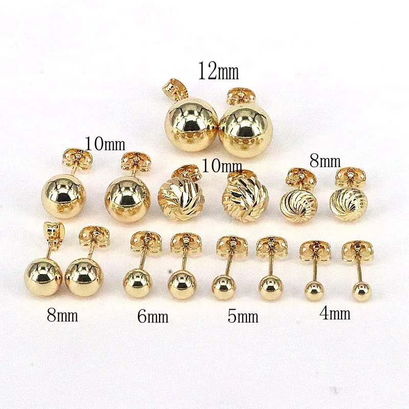 Wholesale 1 Pair Simple Style Round Plating Copper Gold Plated Ear Studs