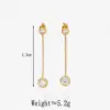 Wholesale 304 Stainless Steel Simple Zircon Pendant Tassel Long Earrings For Women 16K Real Gold Plated Platinum Plated Vacuum Electroplating (Fired) Waterproof Non-Fading Earrings