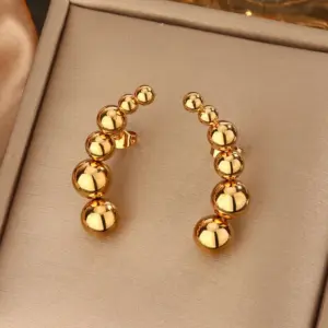 Ion Plating (IP) 18K Gold Plated Beads Solid Color 304 Stainless Steel Classic Style Waterproof Non Tarnish Ear Studs