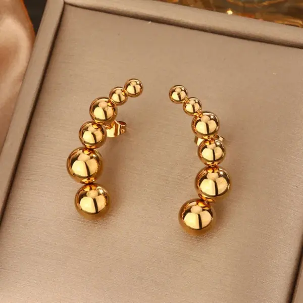 Ion Plating (IP) 18K Gold Plated Beads Solid Color 304 Stainless Steel Classic Style Waterproof Non Tarnish Ear Studs