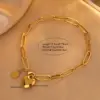 304 Stainless Steel Paper Clip Heart Shape Ion Plating (IP) 18K Gold Plated Retro Classic Style Waterproof Non Tarnish Regular Chain Bracelets Necklace Jewelry Set