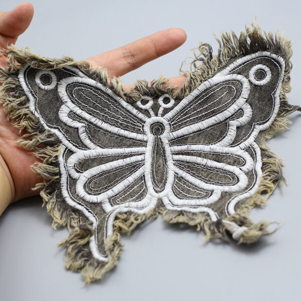 Wholesale Denim Tassel Ear Butterfly Cloth Sticker Patch Embroidered Pieces Cloth Sticker Clothing Bag Hand-stitched Decorative Embroidered Pieces Cloth Sticker
