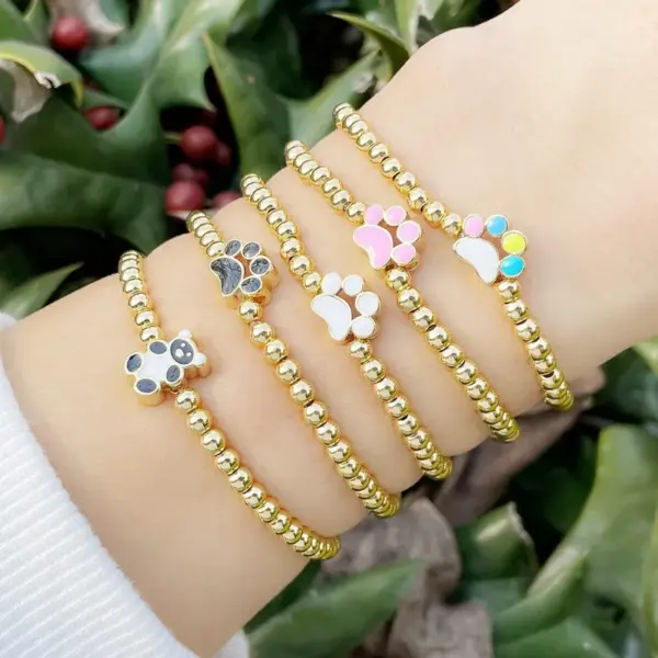 Wholesale European And American Fashion Cute Dog Paw Print Bracelet Simple Copper Bracelet