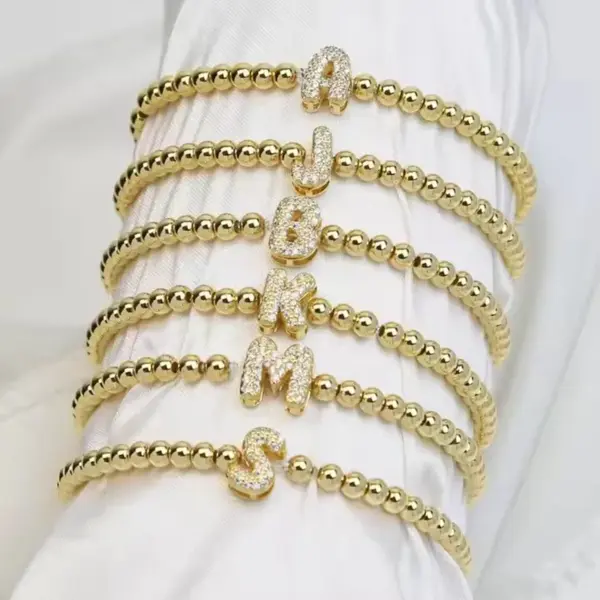 Wholesale New DIY Design Niche Temperament Inlaid Zirconium 26 English Letter Accessories Copper Bead Beaded Bracelet Ornament