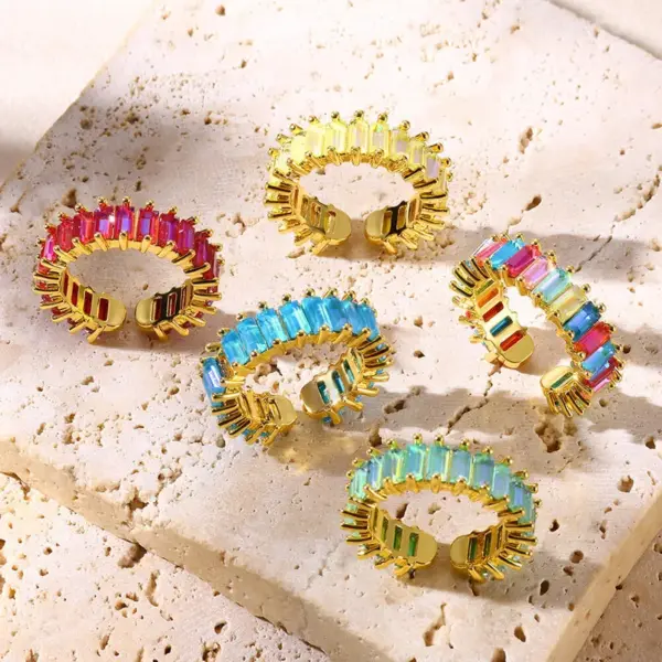 PVD Coated Real Gold Plated Geometric 304 Stainless Steel Modern Style Classic Style Waterproof Non Tarnish Open Rings