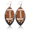 Wholesale Sporty Rugby Brown Leopard Leaves Three-layer Leather Diamond Rugby Earrings Europe and America Cross-border Amazon