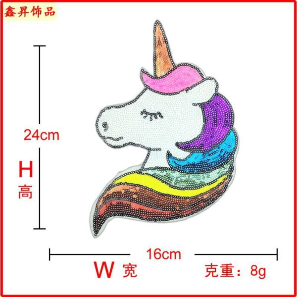 oly-357975f4e0007305170ab3f538ba63e0 Wholesale Cross-border clothing accessories beaded embroidery clothing accessories unicorn sequins embroidery patch factory direct supply