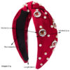 Wholesale Korean style elegant fabric headband studded with pearls, round evil eye design, fashionable wide-brimmed knotted hair accessory for women.