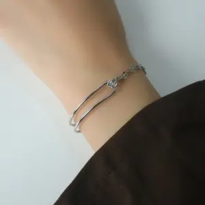Lip Chain Interwoven Bracelet / Copper (White Gold Color)