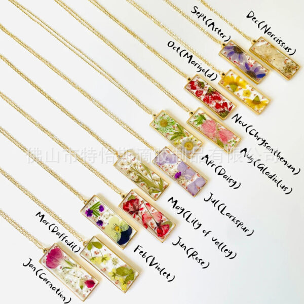 Wholesale December flower necklace natural real flower rose pansy flower pendant jewelry