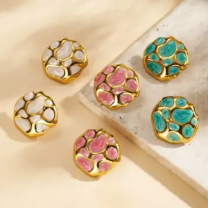 Wholesale INS Style Basic Model (Simple Style) Sweet Irregular Oil Drop 304 Stainless Steel No Inlay Material Water Plating Imitation Gold Women's Earrings Studs