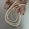 Wholesale Simple Style Geometric 18K Gold Plated Vacuum Plating PVD Coated Artificial Pearls 304 Stainless Steel Titanium Steel Beaded Necklaces Wholesale