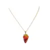 Wholesale Novelty Water Droplets Natural Stone Crystal Plating Inlay Natural Stone Gold Plated Pendant Necklace