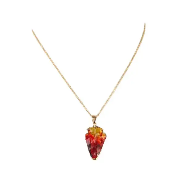 Wholesale Novelty Water Droplets Natural Stone Crystal Plating Inlay Natural Stone Gold Plated Pendant Necklace
