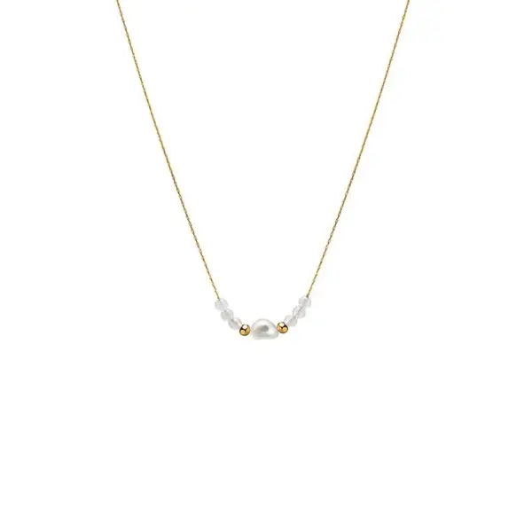 Wholesale PVD Coated 18K Gold Real Gold Plated Round Oval Heart Shape 304 Stainless Steel Imitation Pearl IG Style Waterproof Non Tarnish 304 Stainless Steel Lobster Trigger Clasp Closure Pendant Necklace