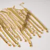 PVD Coated Real Gold Plated Solid Color 304 Stainless Steel Simple Style Waterproof Non Tarnish 304 Stainless Steel Bracelets