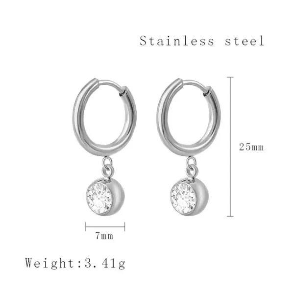 PVD Coated Real Gold Plated 18K Gold Round 304 Stainless Steel Simple Style Waterproof Non Tarnish Drop Earrings