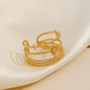 Wholesale PVD Coated 18K Gold Plated Star 304 Stainless Steel Simple Style Waterproof Non Tarnish Open Rings