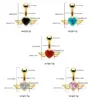 Wholesale 1 Piece Belly Rings Casual Simple Style Heart Shape Wings 316L Stainless Steel Alloy Waterproof Non Tarnish Surgical Steel Zircon Plated Gold Plated Silver Plated