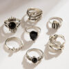 oly-35a6f19e1d759b8e48a4575957e61dd5 Wholesale Dark punk eye diamond ring seven-piece set